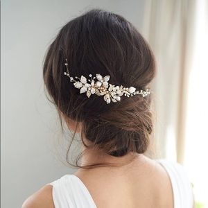 Gold and Pearl Bridal Hair Vine - Worn Once!